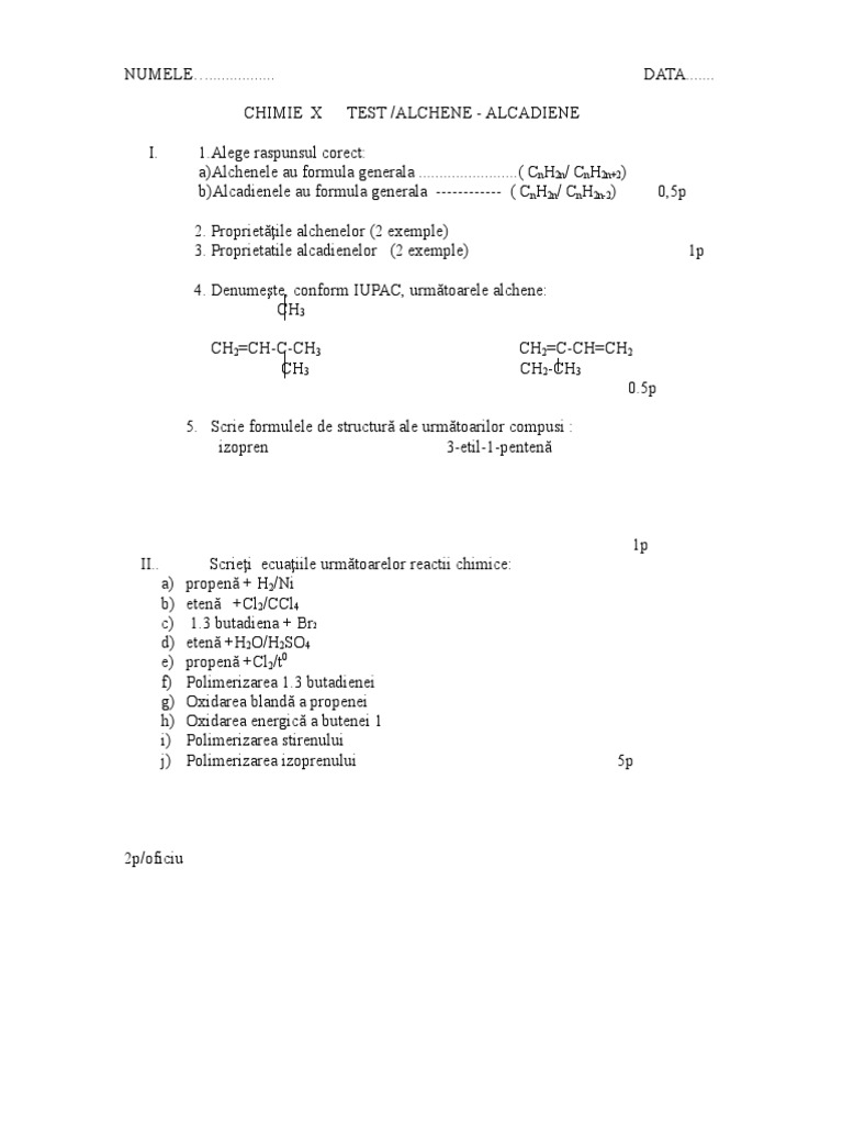 Test Alchene 1 | PDF