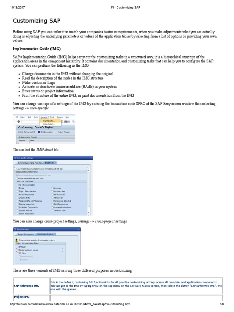 Configuring SAP Customizing Through the Implementation Guide (IMG) and ...