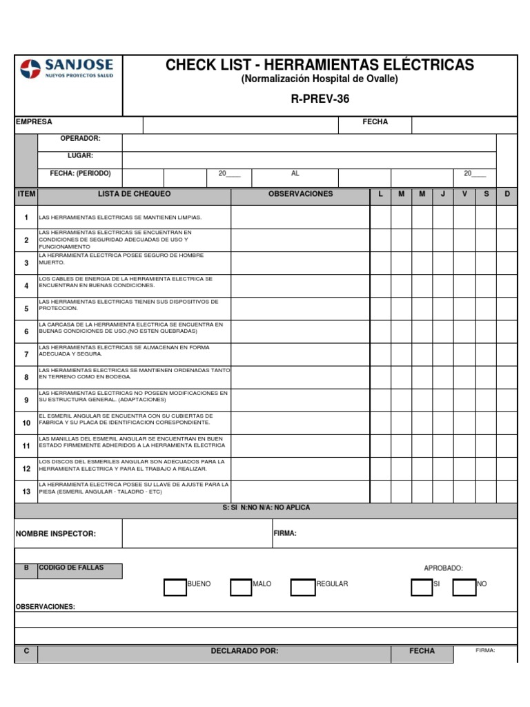 Check List Herramientas Eléctricas | PDF | Informática | Informática y  tecnología de la información