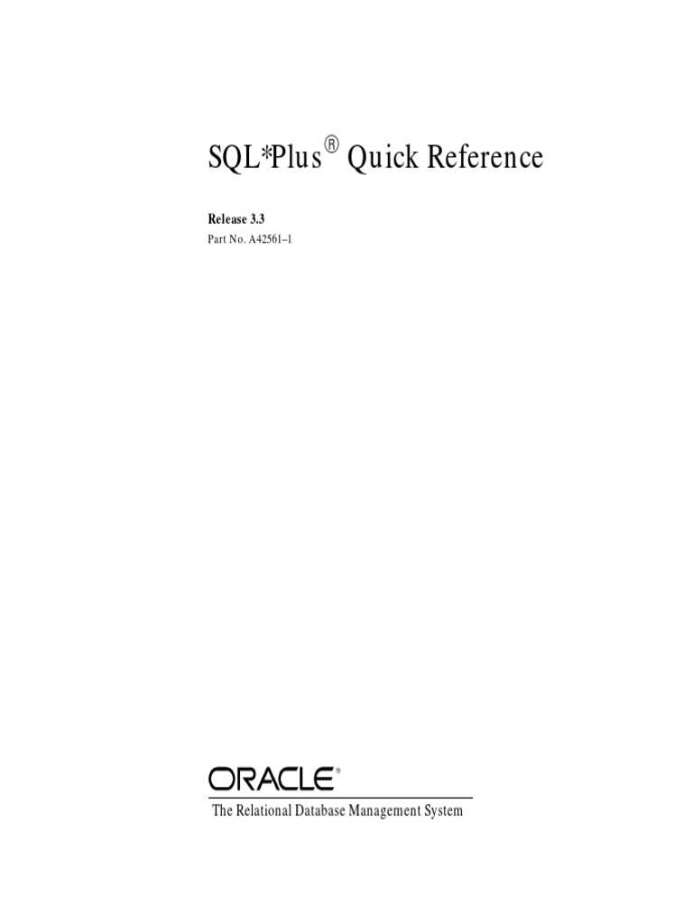 SQL Plus Quick Reference: Release 3.3 | PDF | Parameter (Computer ...