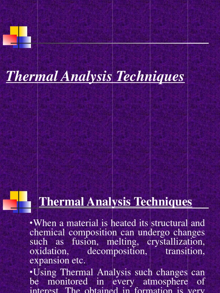 Overview of Thermal Analysis Techniques | PDF | Differential Scanning ...