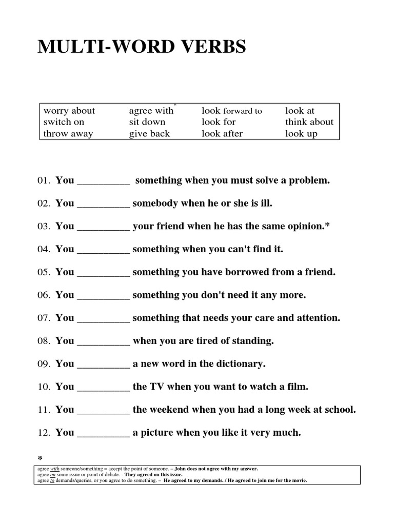 Multi-Word Verbs Exercises | PDF