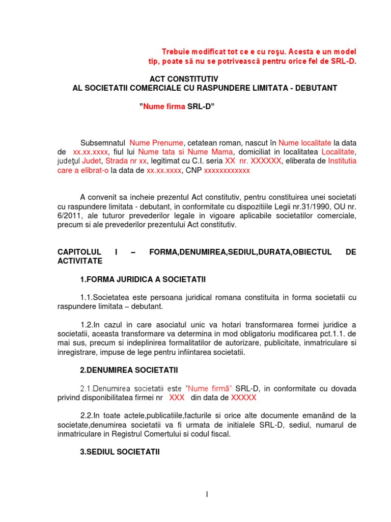 Model Act Constitutiv