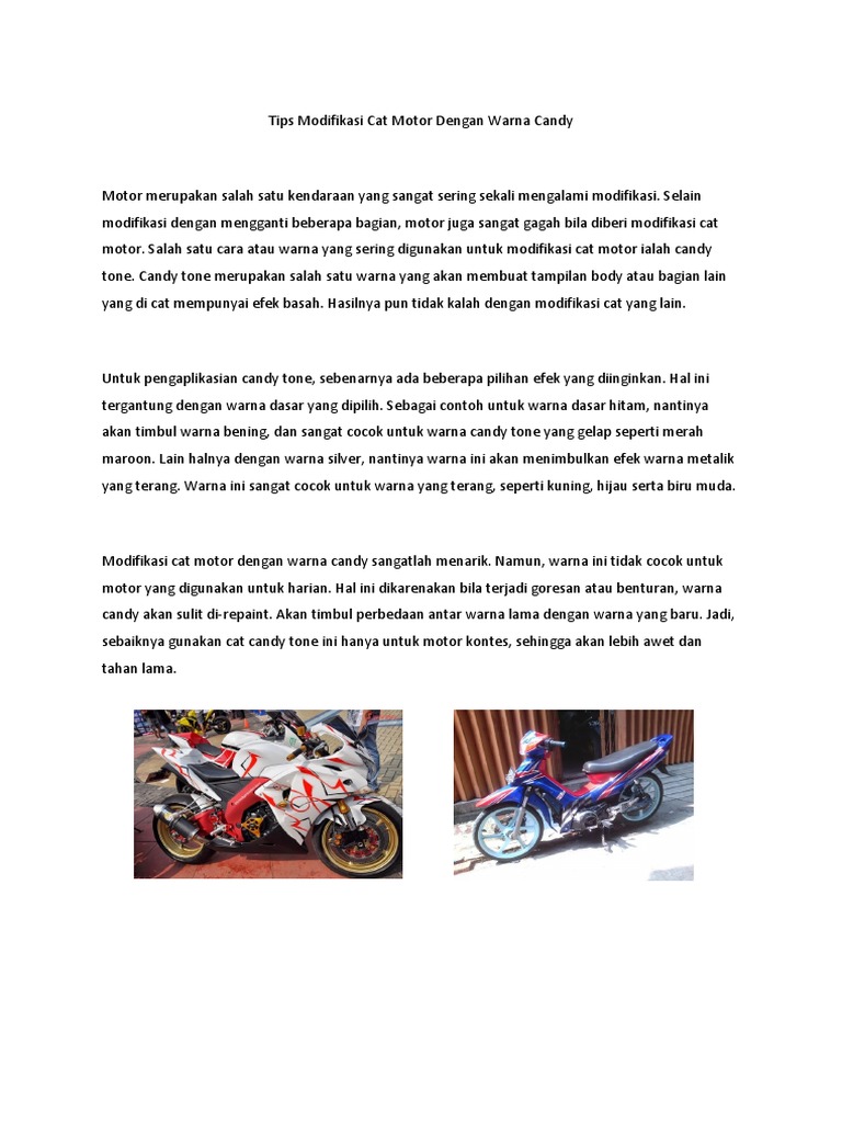  Modifikasi  Warna Body Sepeda  Motor Dengan Cat  Candy Tone