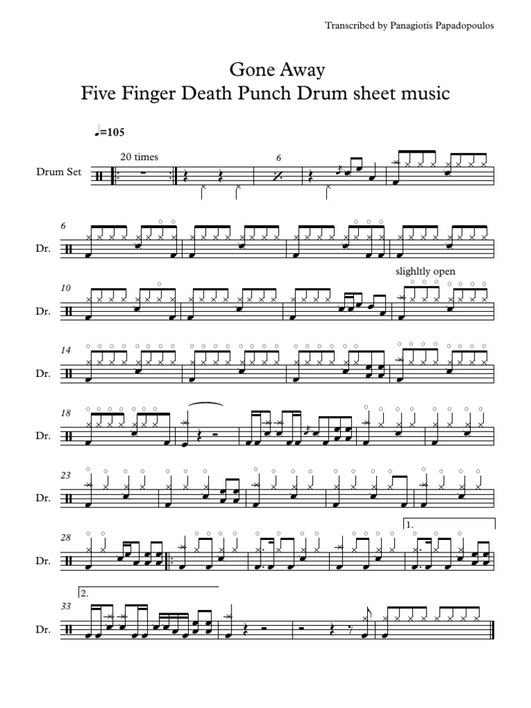 Five Finger Death Punch Gone Away Guitar Tab