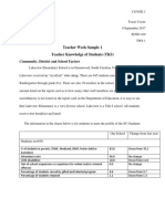 Teacher Work Sample 1 Teacher Knowledge of Students (TKS) : Community, District and School Factors