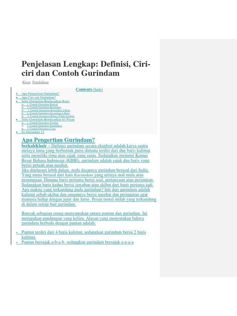 Penjelasan Lengkap Puisi Rakyat Docx