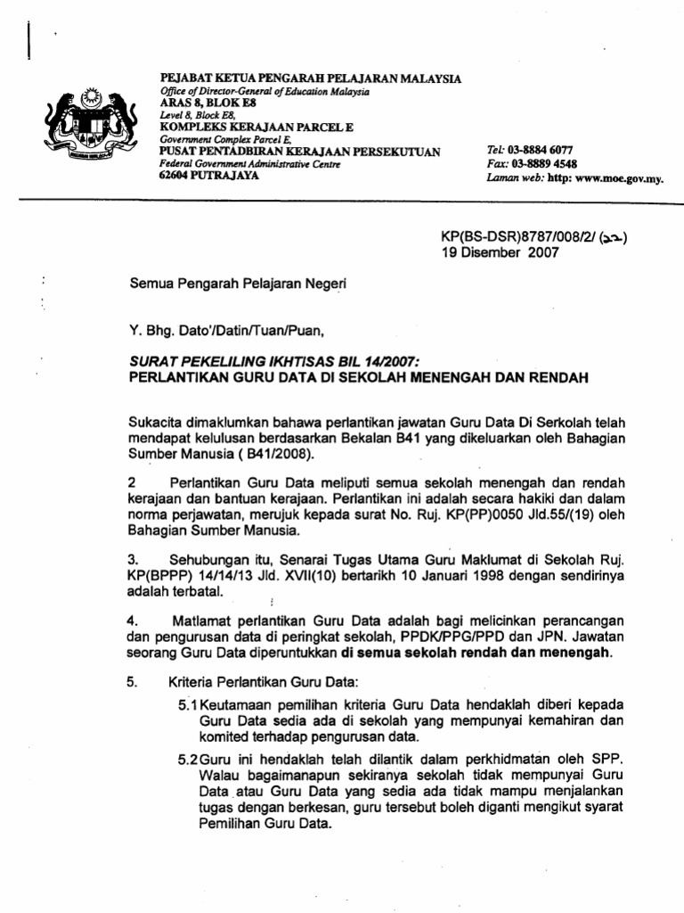 Pekeliling Perkhidmatan Surat Pekeliling Perkhidmatan