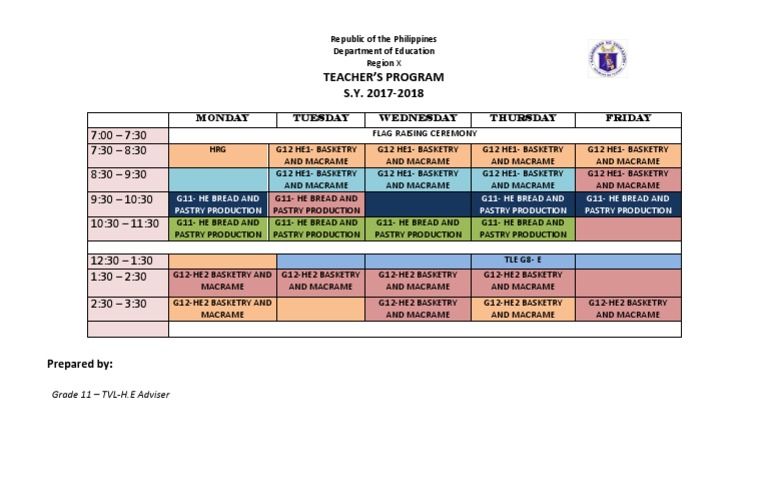 Philippines Teacher's Program Schedule | PDF