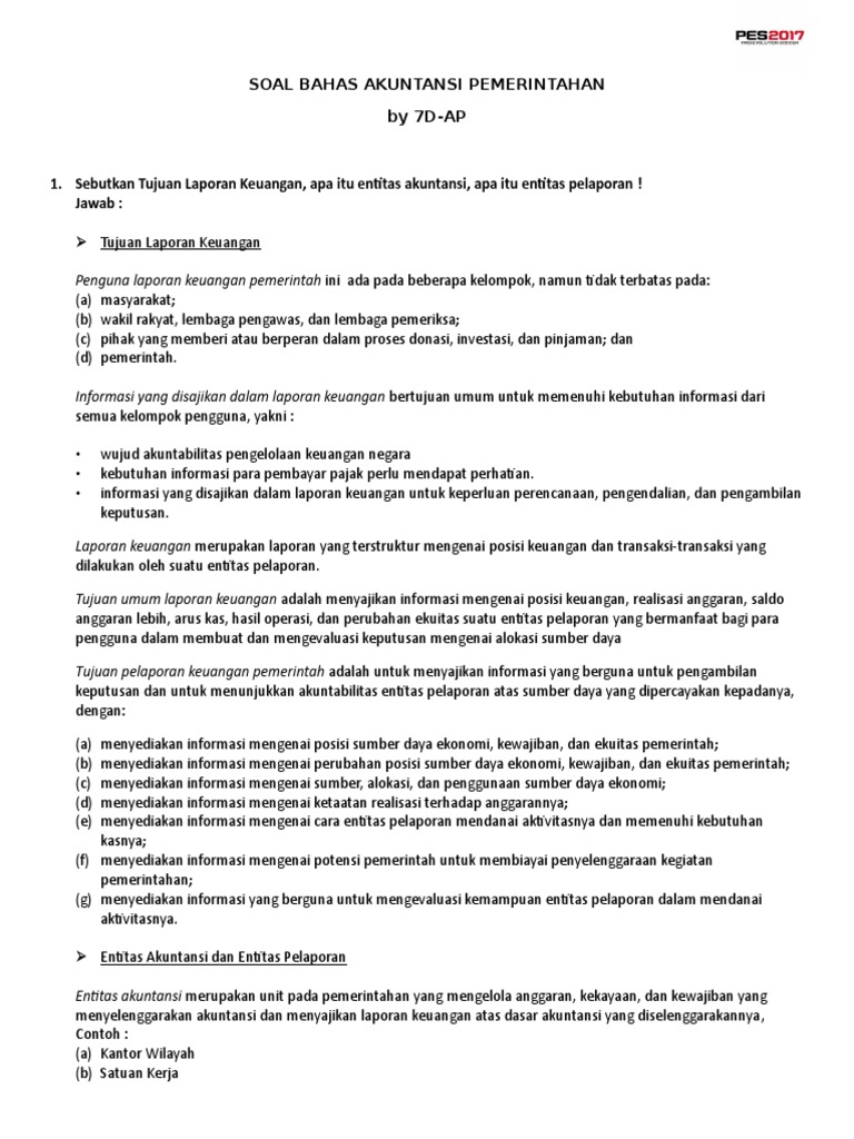Soal Bahas Akuntansi Pemerintahan