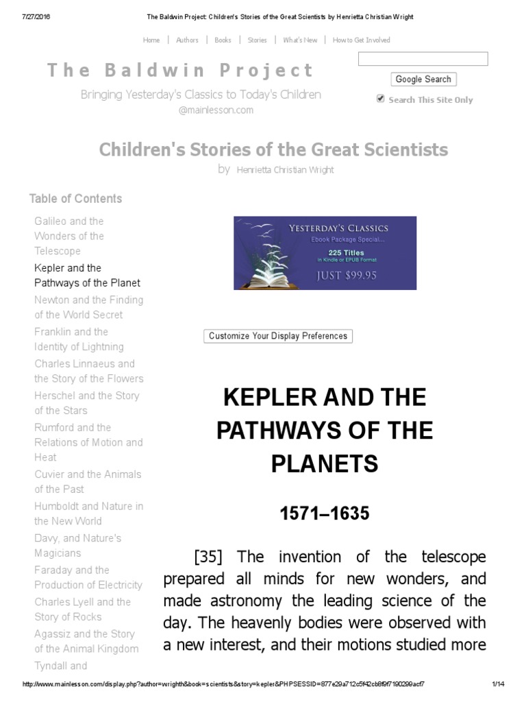 The Baldwin Project - Children's Stories of The Great Scientists by ...