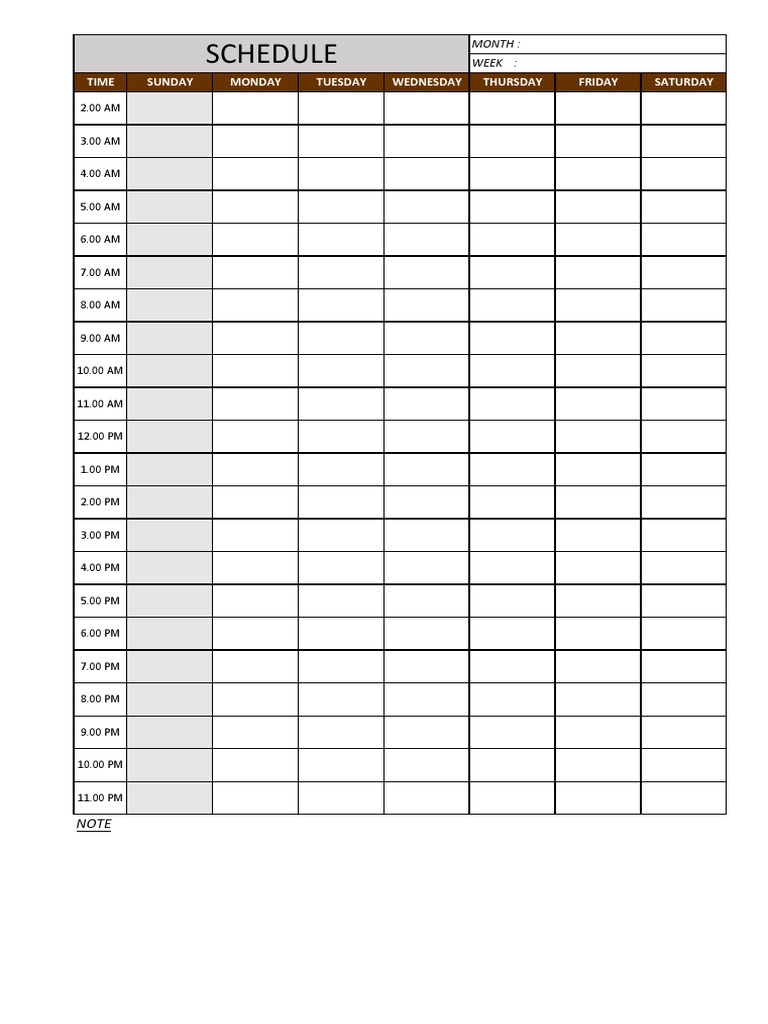 Weekly Schedule Template | PDF