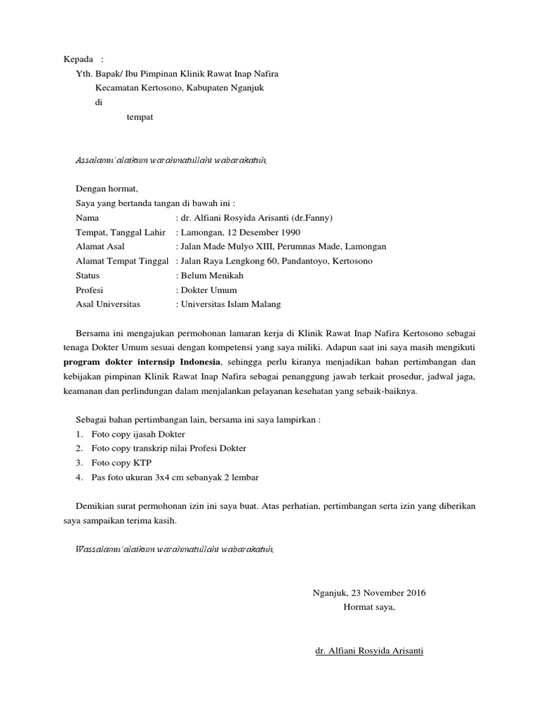 Surat Lamaran Kerja Pdf