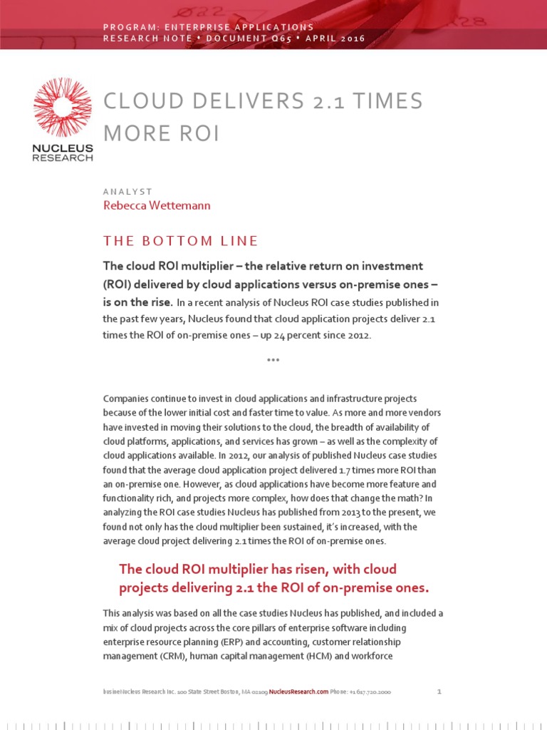 LPD100535840 Whitepaper ROI | PDF | Cloud Computing | Return On Investment