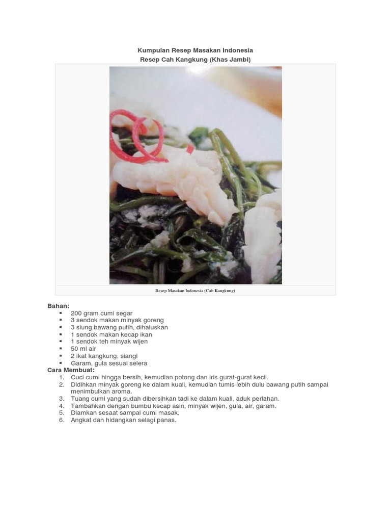 Berbagai resep masakan Indonesia