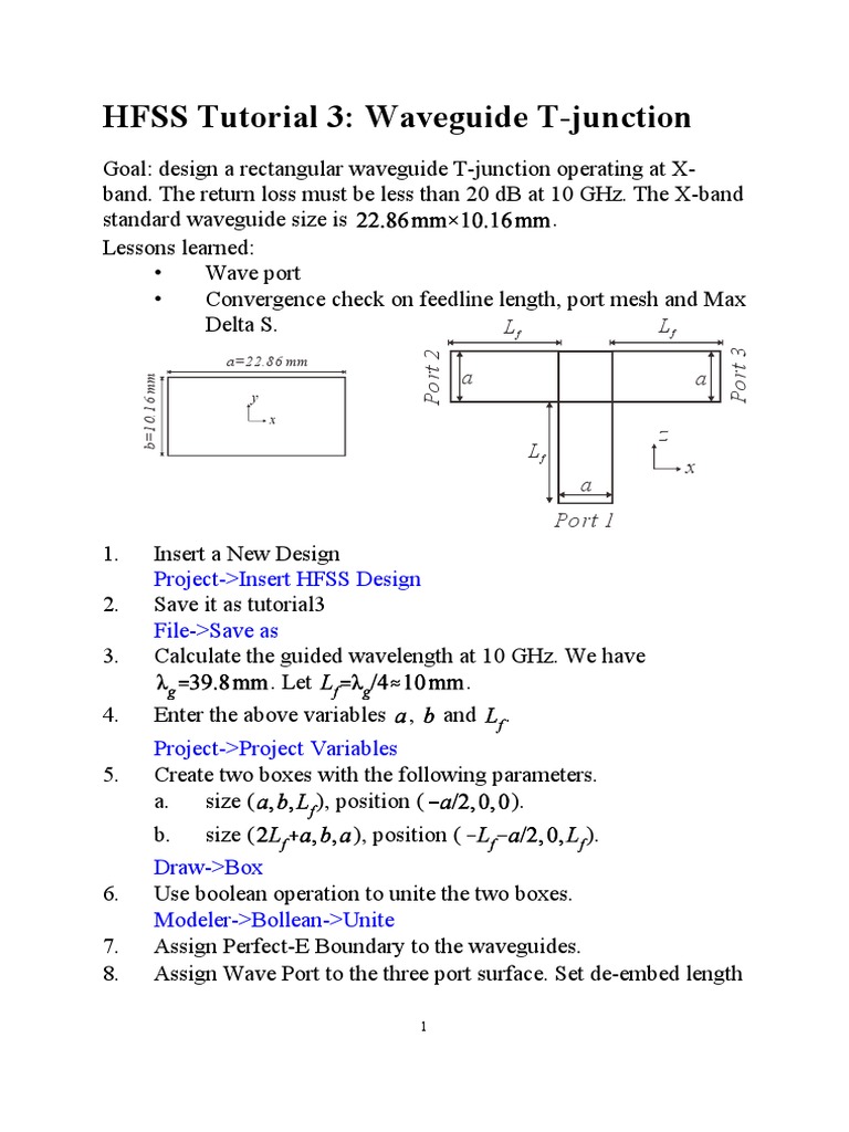 HFSS Tutorial 3HFSS Tutorial 3 Waveguide T-Junction PDF | PDF ...