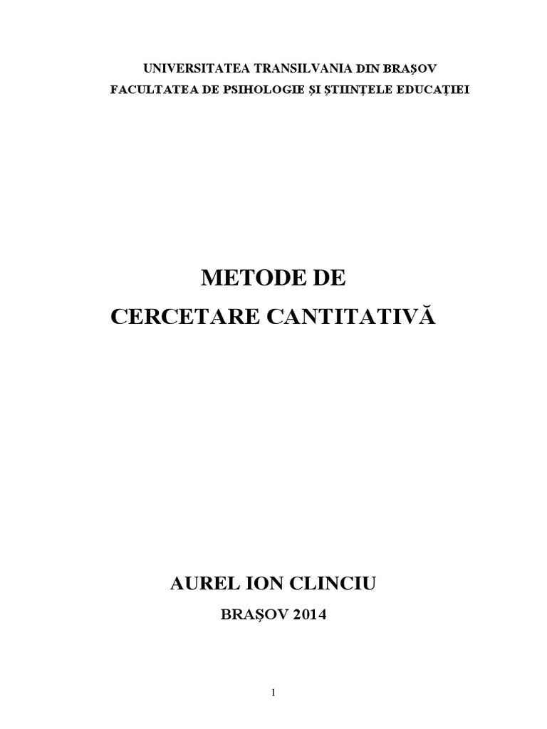 Aic Metode De Cercetare Cantitativa Curs Pdf