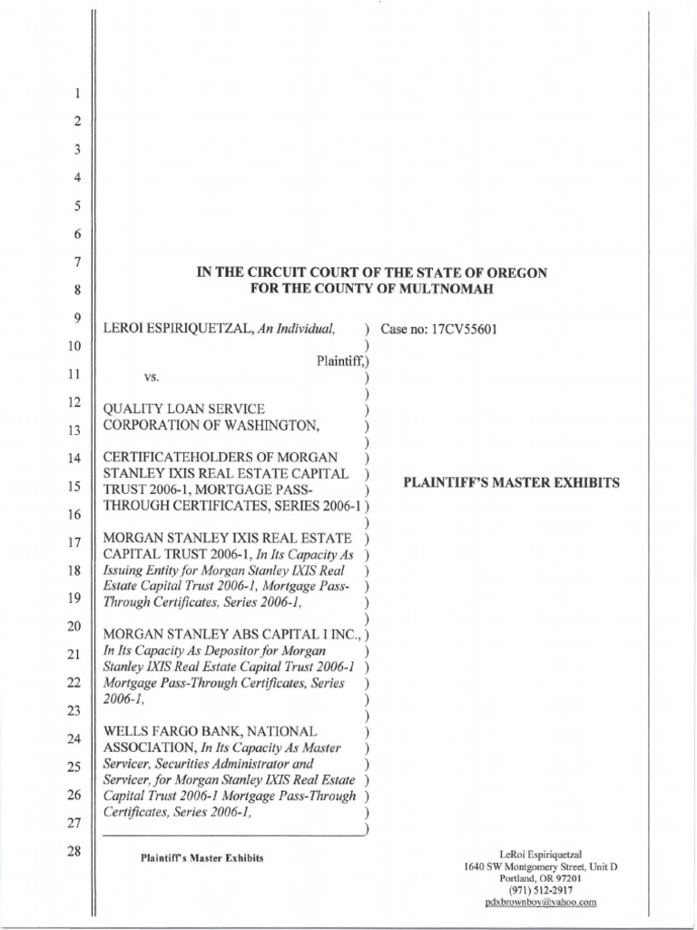 Leroi Master Exhibits Cover Page PDF PDF Deed Of Trust (Real Estate