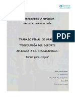 PSICOLOGÍA DEL DEPORTE APLICADA A LA DISCAPACIDAD - Futsal para Ciegos