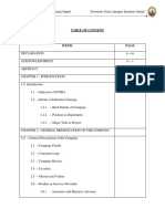 Sample Table of Content - Internship BIA
