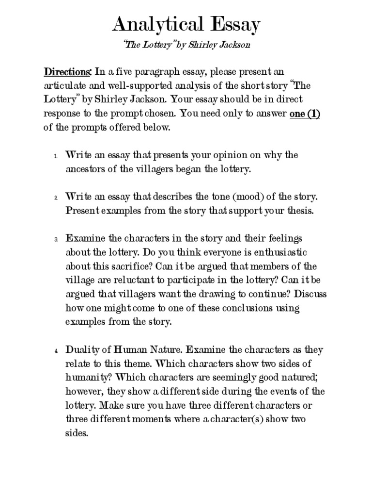essay the lottery