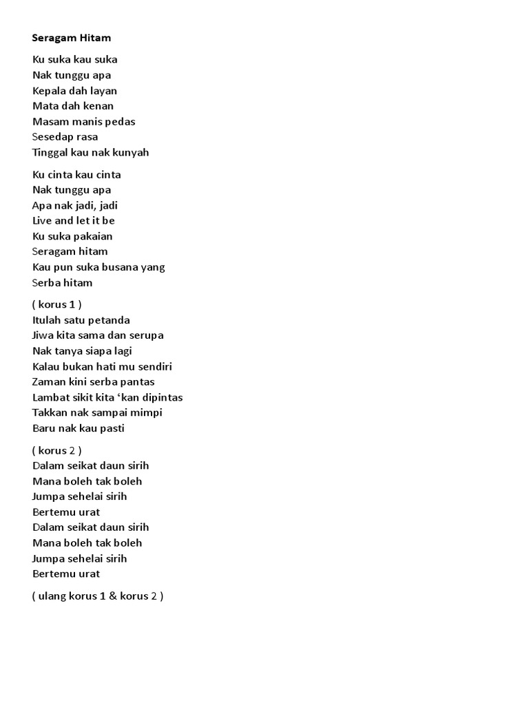 Lirik Lagu Seragam Hitam Pdf