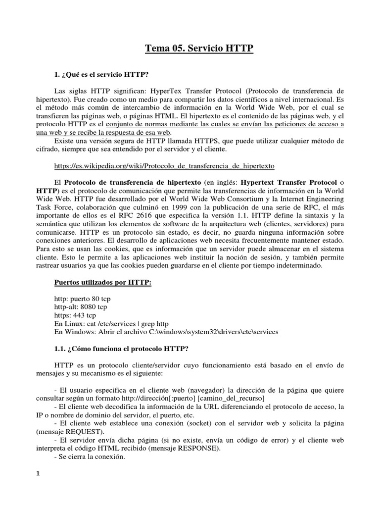 Protocolo HTTP y su Funcionamiento | PDF | Protocolo de Transferencia ...