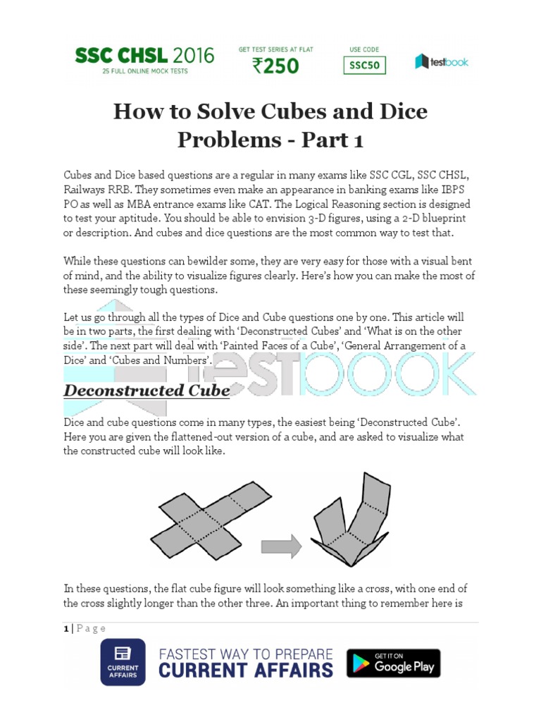 How To Solve Cubes and Dice Problems Part 1 | PDF | Test (Assessment ...