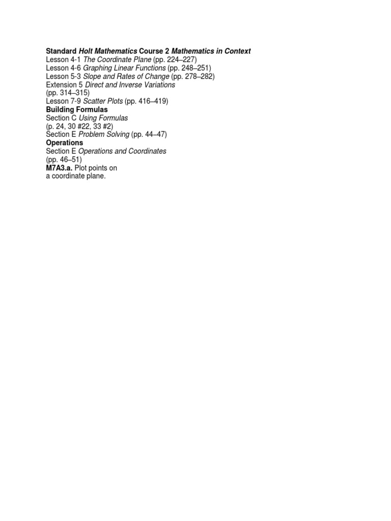 Holt Math: Coordinate Plane & Functions | PDF