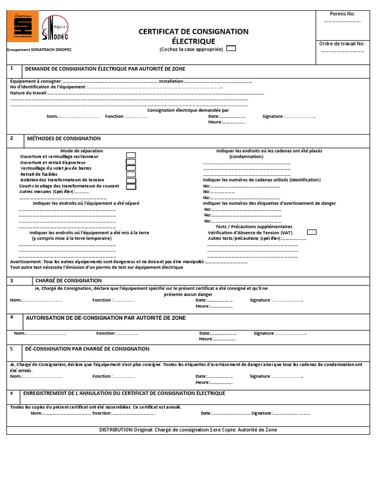 Modèle Attestation De Conformité électrique Pdf Certificat de Consignation Éléctrique | PDF | Puissance (physique) |  Ingénierie de l'énergie électrique