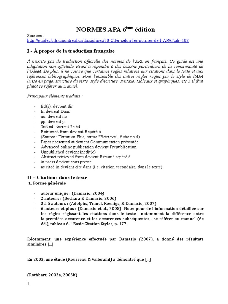 Norme Apa Citation Dans Le Texte