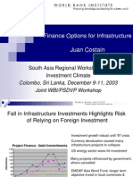 Finance Options For Infrastructure Juan Costain: South Asia Regional Workshop On Investment Climate