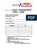 City Futsal Tournament Entry Form