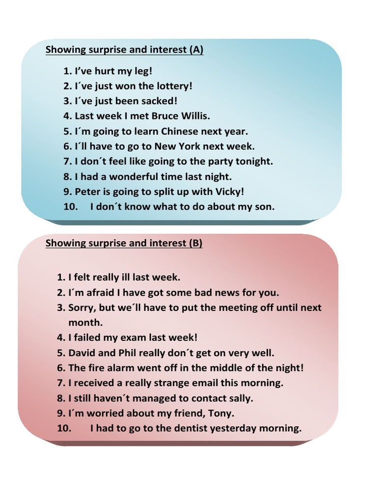 Expressing Interest and Surprise in English | PDF | Sports & Recreation