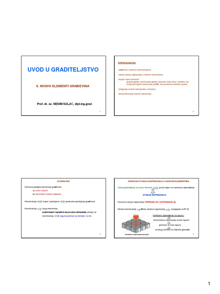 6 - Nosivi Elementi Gradjevina PDF | PDF