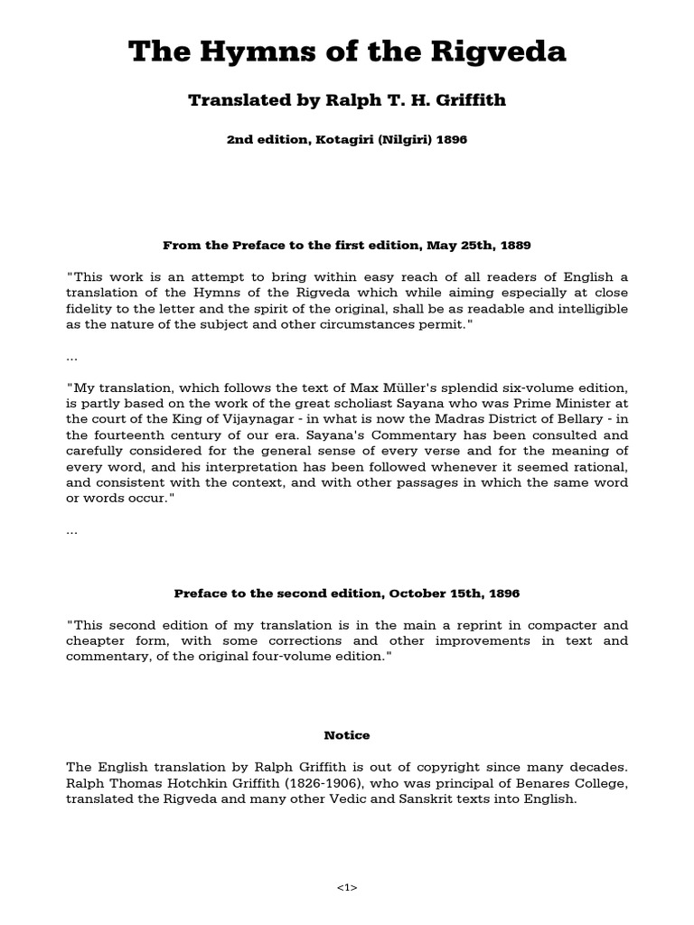 Rig Veda - English | PDF | Sacrifice | Hindu Mythology