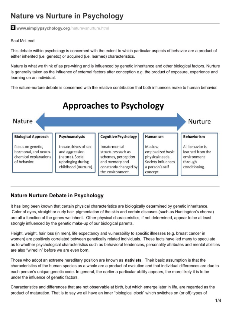 Nature vs Nurture in Psychology Debate | PDF | Nature Versus Nurture ...