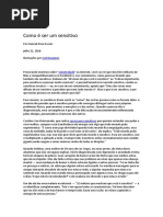 Como é Ser Um Sensitivo