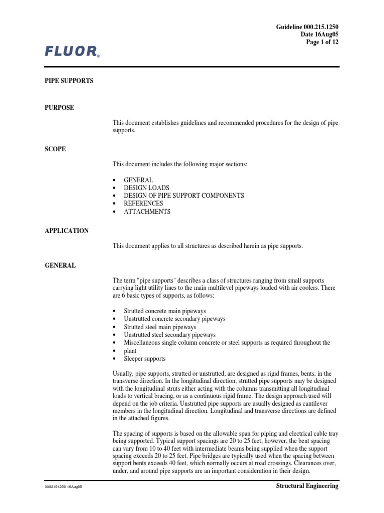 Pipe Supports Guidelines PDF Beam (Structure) Truss