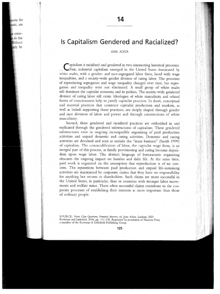 Acker Is Capitalism Gendered and Racialized | PDF