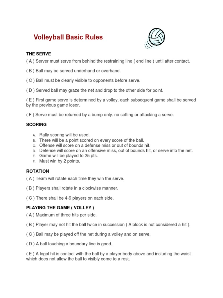 Volleyball Basic Rules PDF | PDF