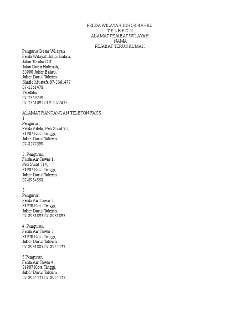 No Tel Pej Felda Odt Pdf