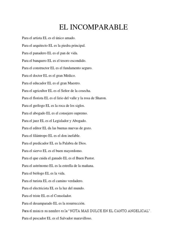 El Incomparable | PDF | Textos Religiosos | Religión y creencia