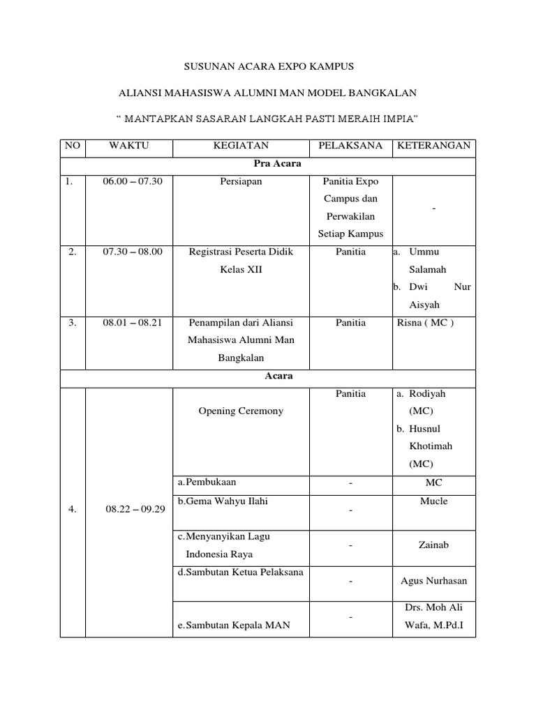 Susunan Acara Expo Kampus Pdf