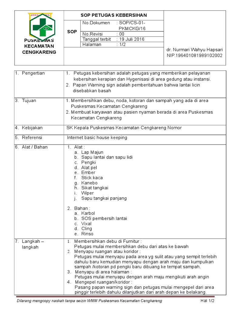 SOP Cleaning Service PDF