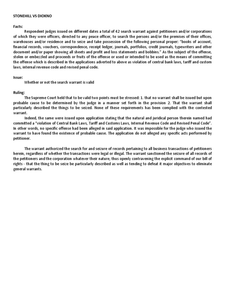 Validity of Search Warrants in Legal Cases | PDF | Search And Seizure ...