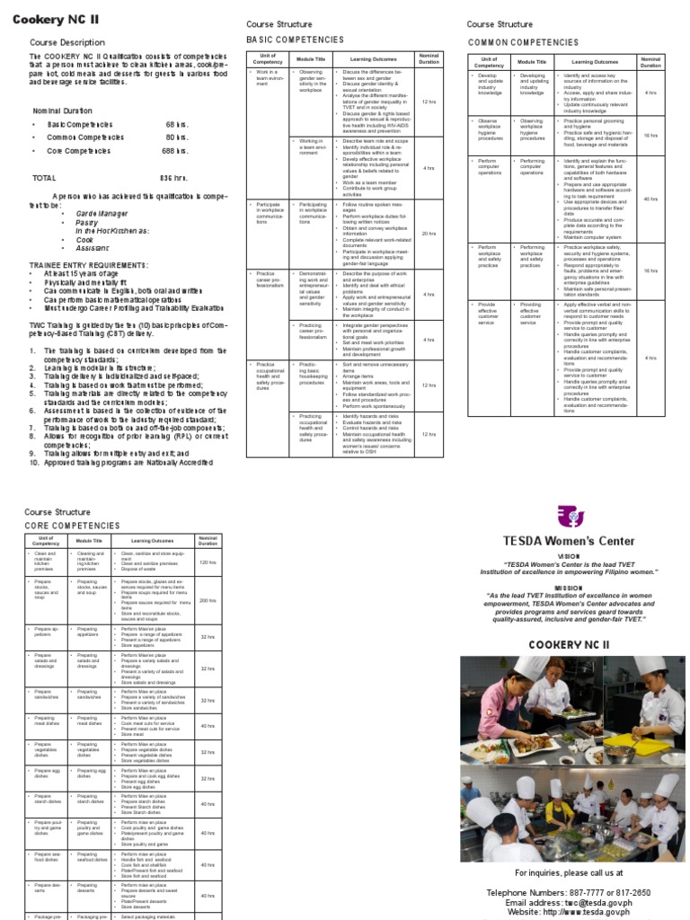 Cookery Brochure | PDF | Competence (Human Resources) | Salad