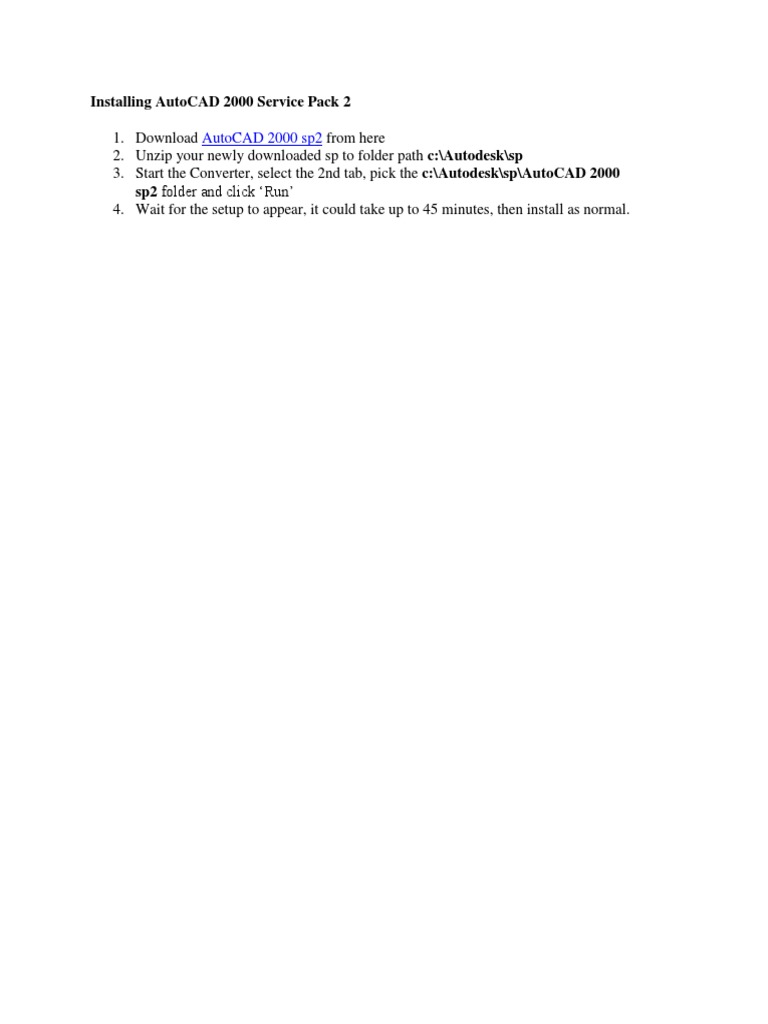 Installing AutoCAD 2000 SP2 Guide | PDF | Auto Cad | Application Software