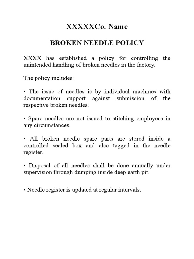 Needle Policy Textiles Business Free 30day Trial Scribd