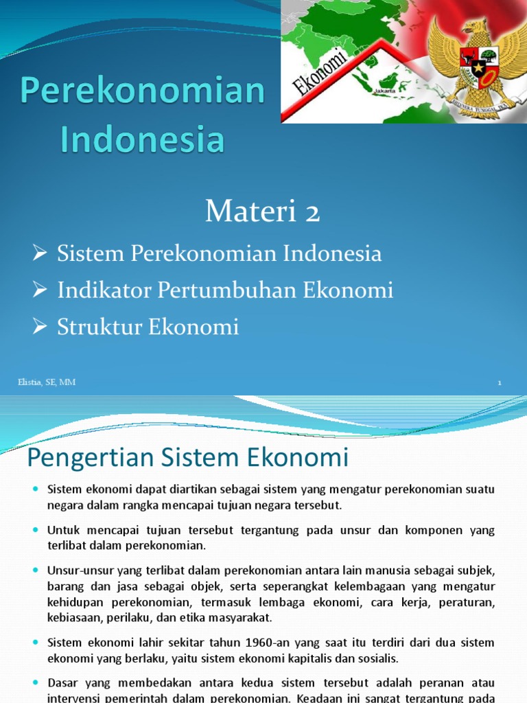 2 TM Sistem Perekonomian Indonesia  Pertumbuhan Ekonomi dan 